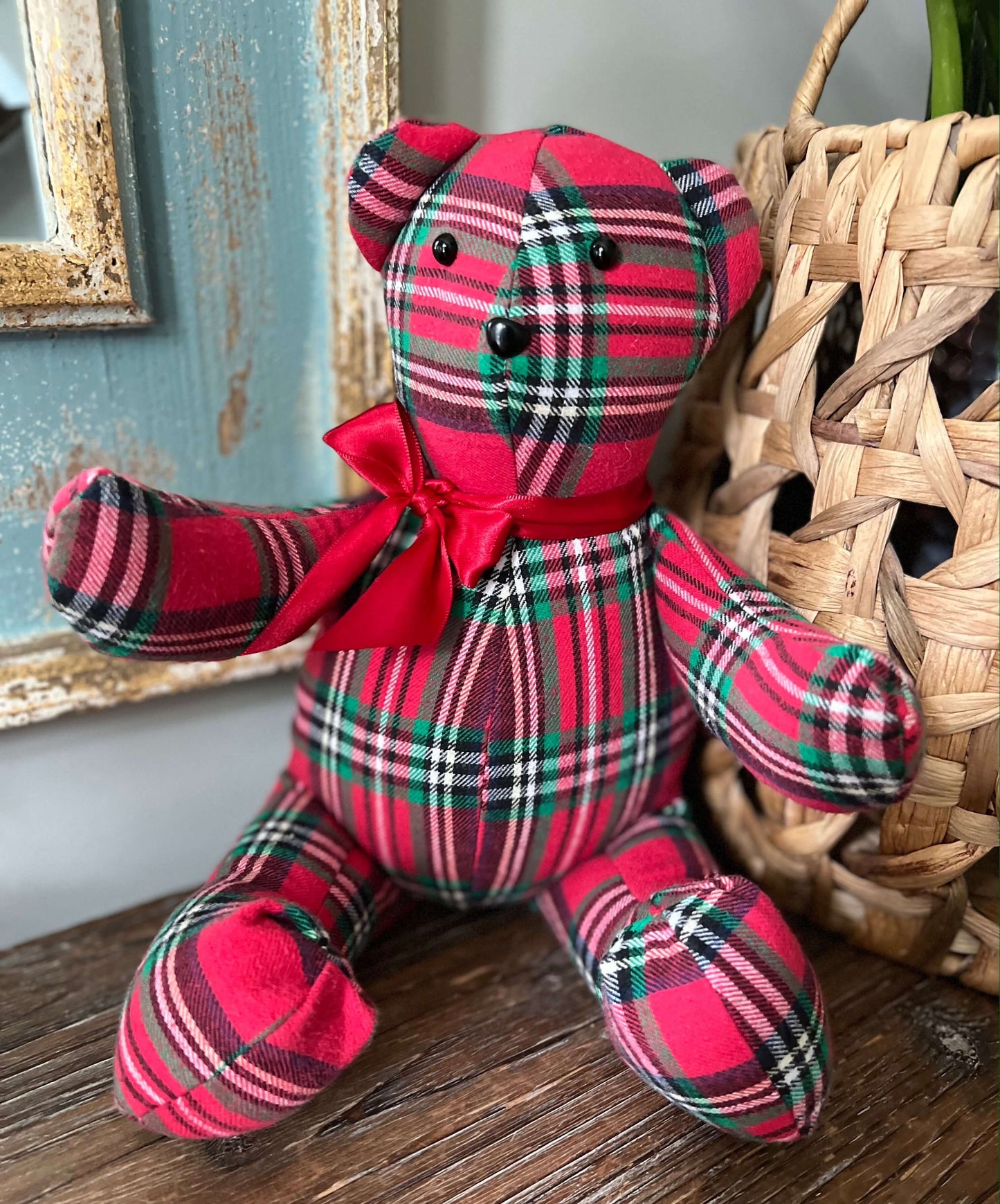 Custom handmade memory bear made from loved one’s clothing