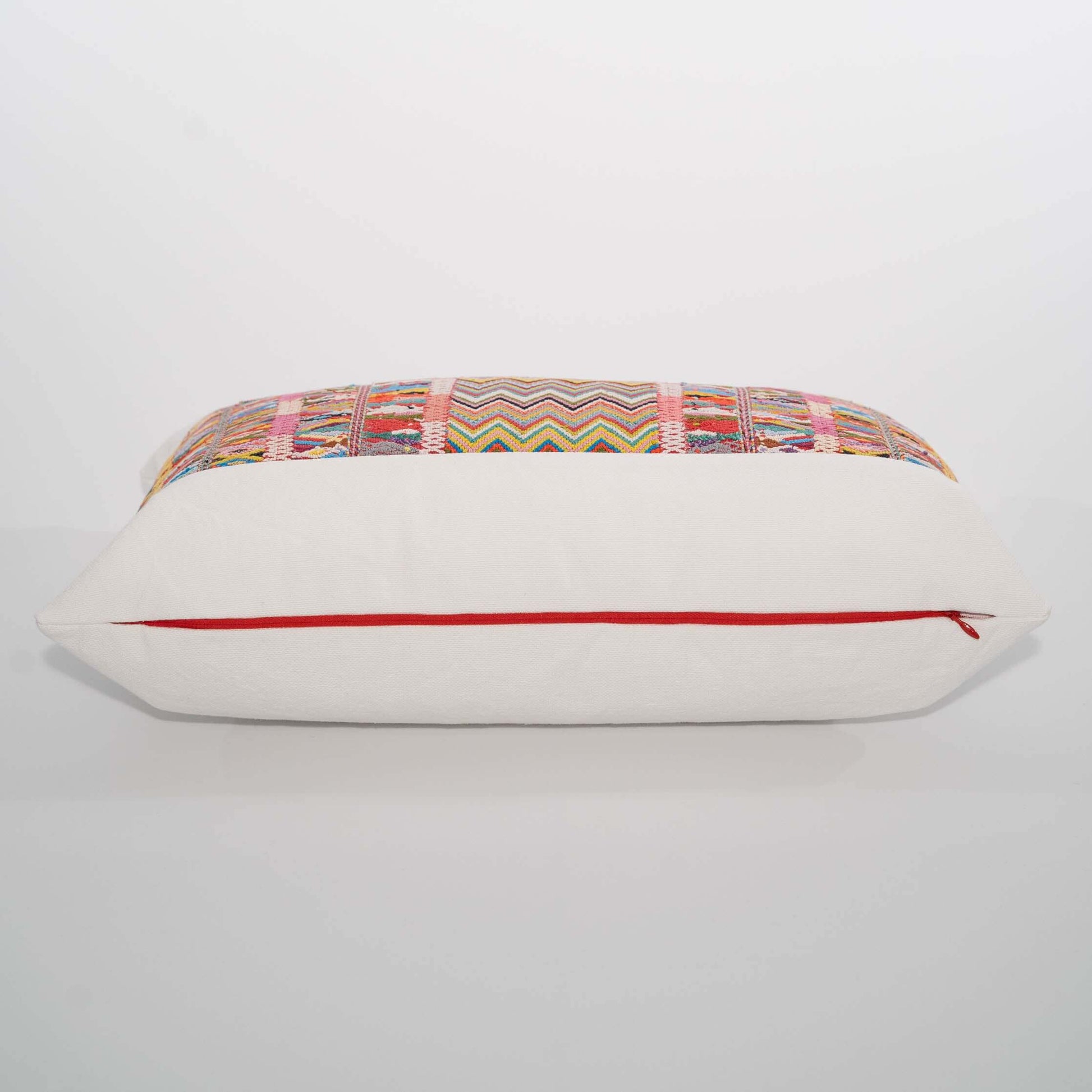 Handmade vintage San Juan Cotzal geometric bird huipil lumbar pillow 14x22