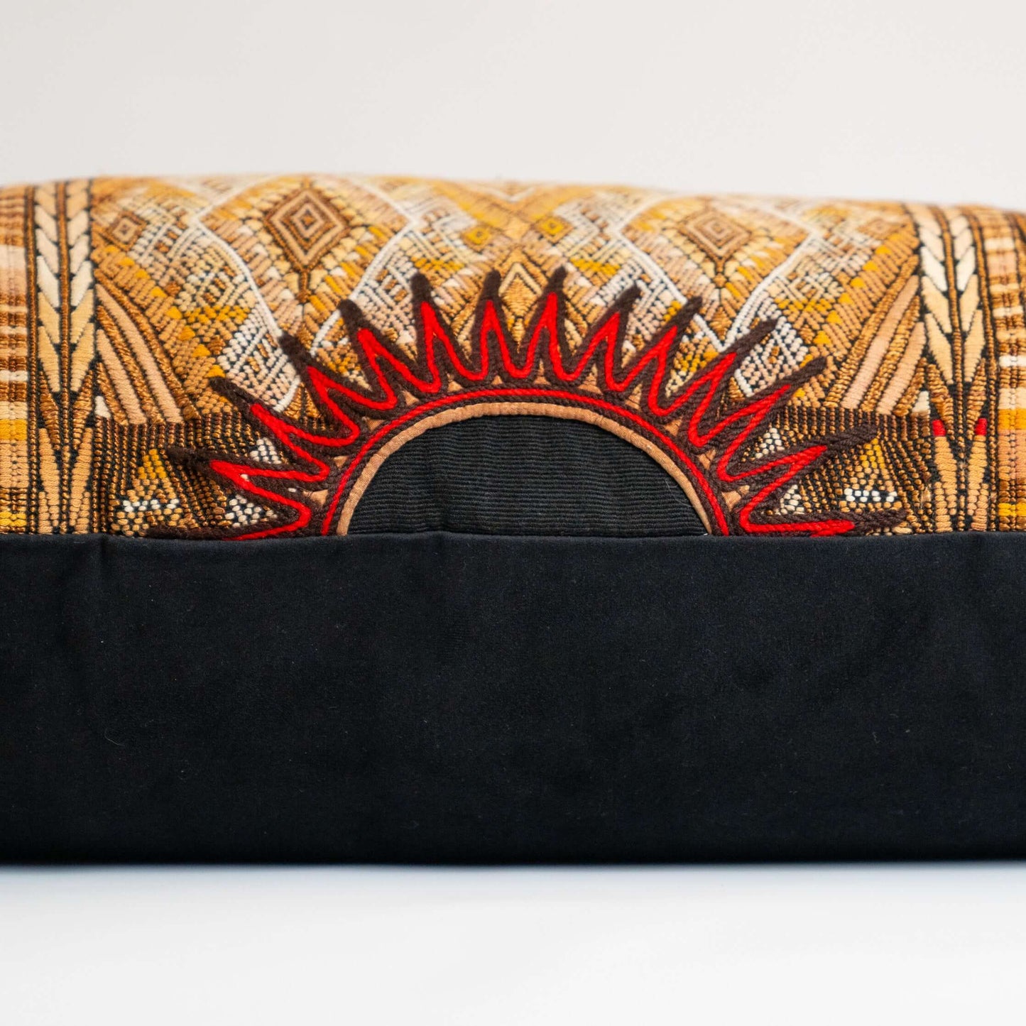 Guatemalan huipil floral bird lumbar pillow 15x24 handmade with embroidered birds and flowers