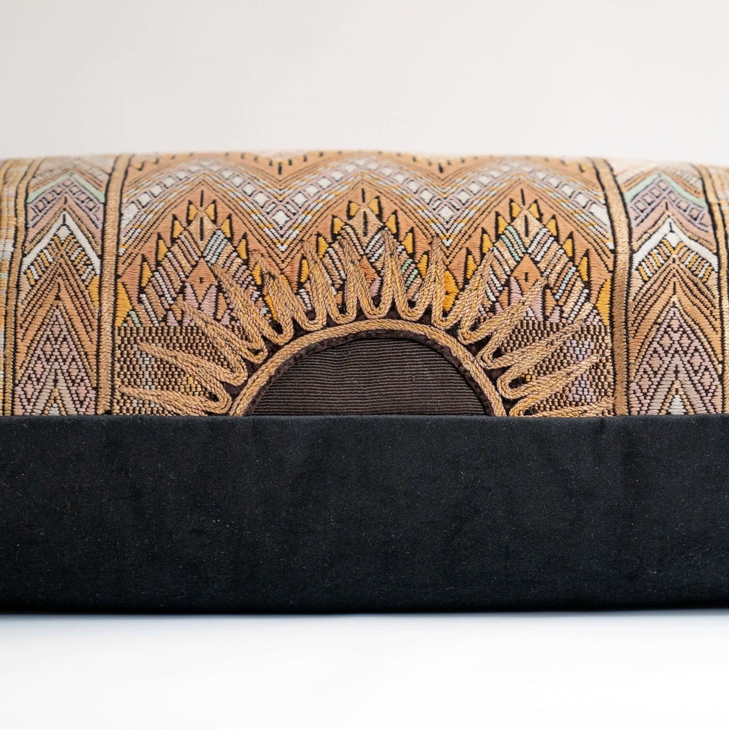 Handmade Guatemalan Huipil Embroidered Floral Bird Lumbar Pillow – 15x24