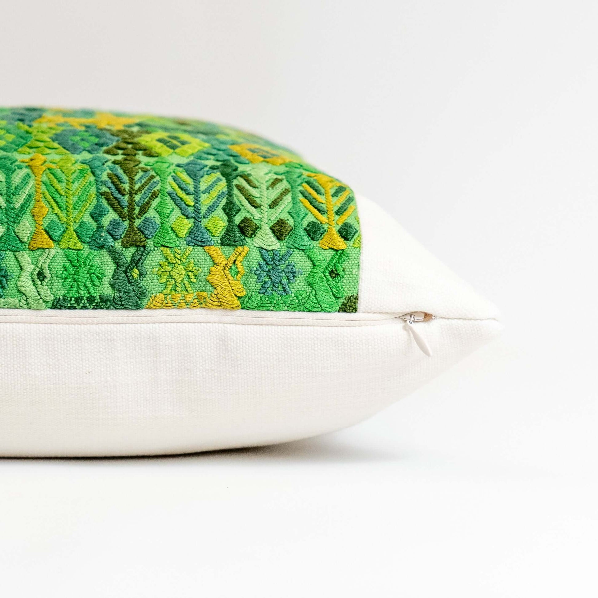 Handmade Guatemalan Nebaj huipil multicolored motif lumbar pillow 18x28