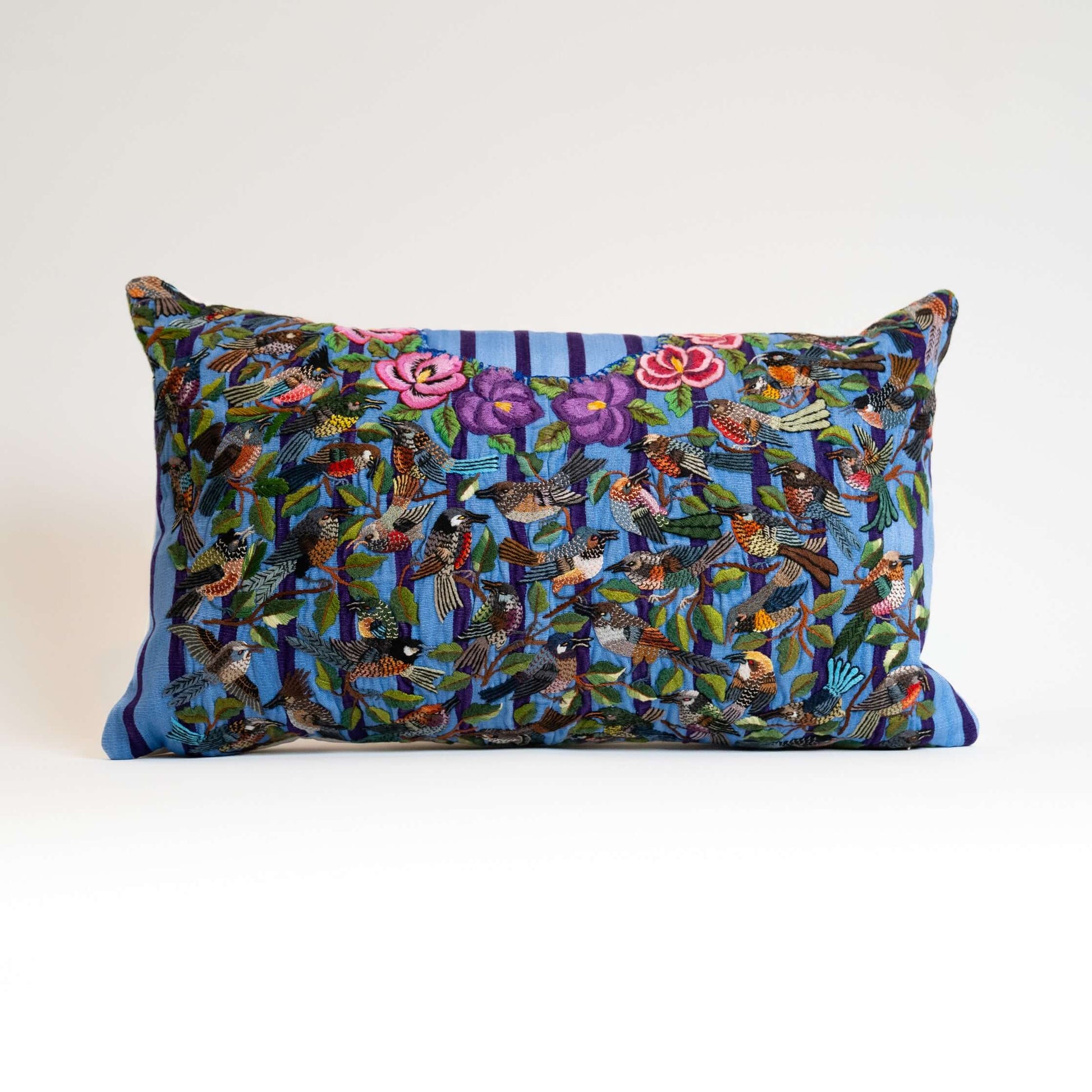 Handwoven Guatemalan Verde Village huipil lumbar pillow 13x21 boho decor
