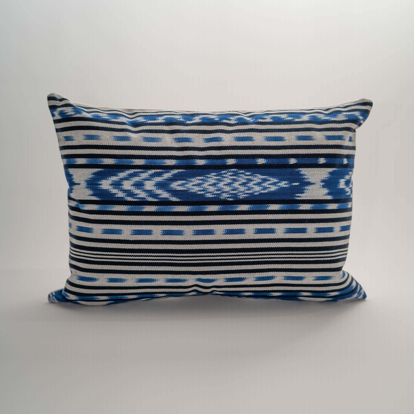 Handmade Guatemalan Atitlan Ikat Pillow – Blue & Natural