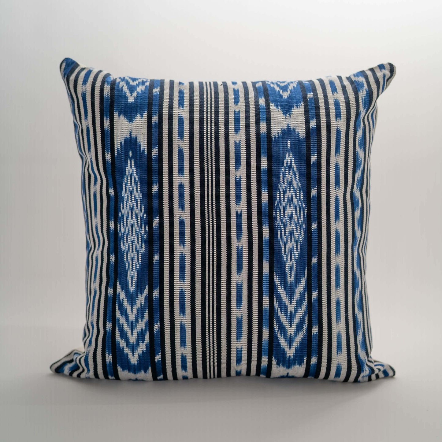 Handmade Guatemalan Atitlan Ikat Pillow – Blue & Natural
