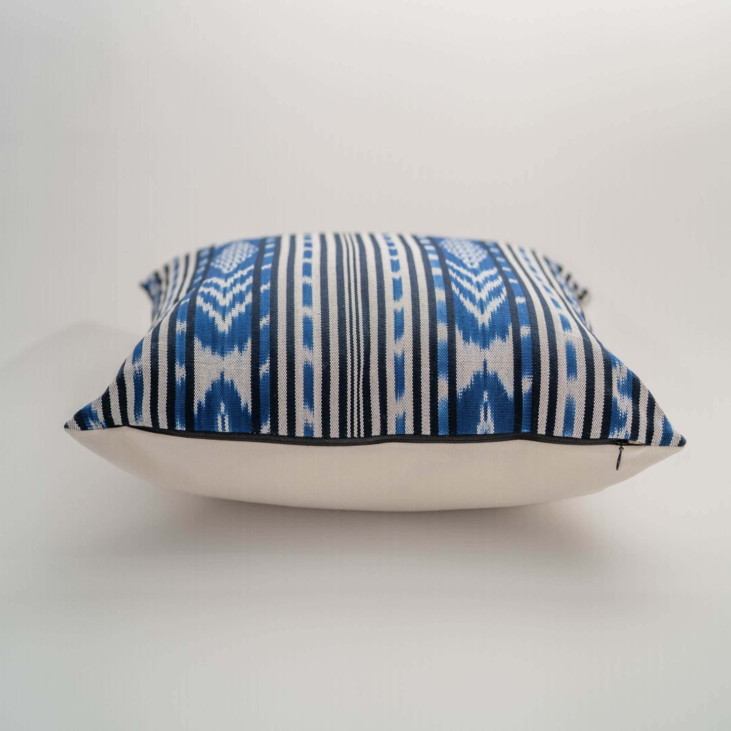 Handmade Guatemalan Atitlan Ikat Pillow – Blue & Natural