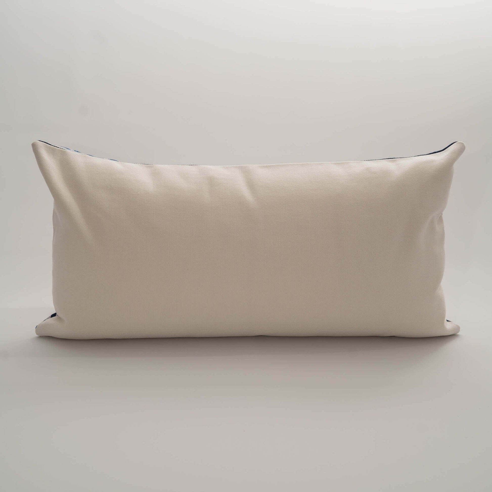 Handmade Guatemalan Atitlan blue and natural ikat pillow
