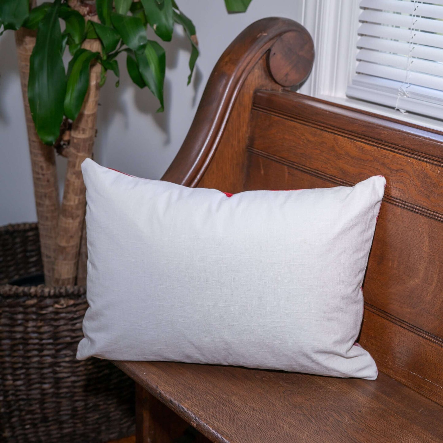 Handmade Guatemalan Kandy Red & White Ikat Pillow