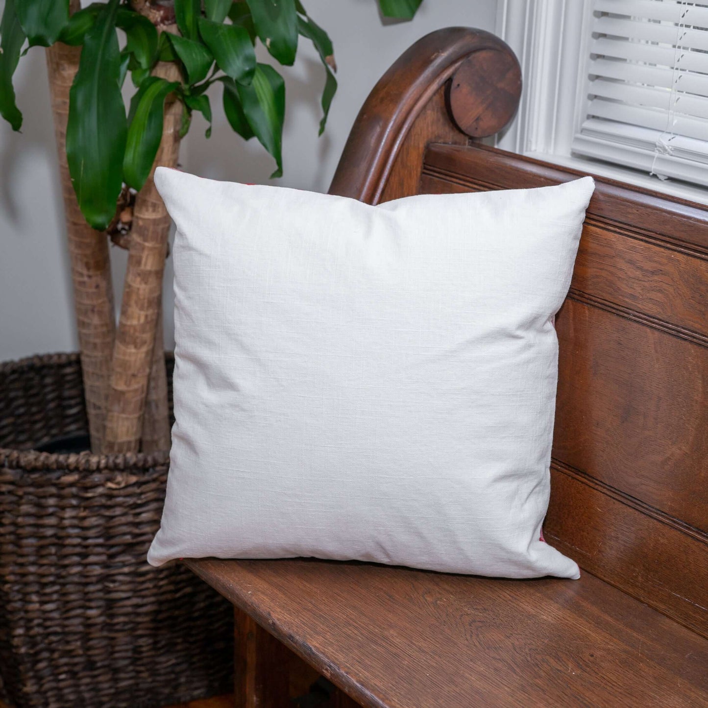 Handmade Guatemalan Kandy Red & White Ikat Pillow