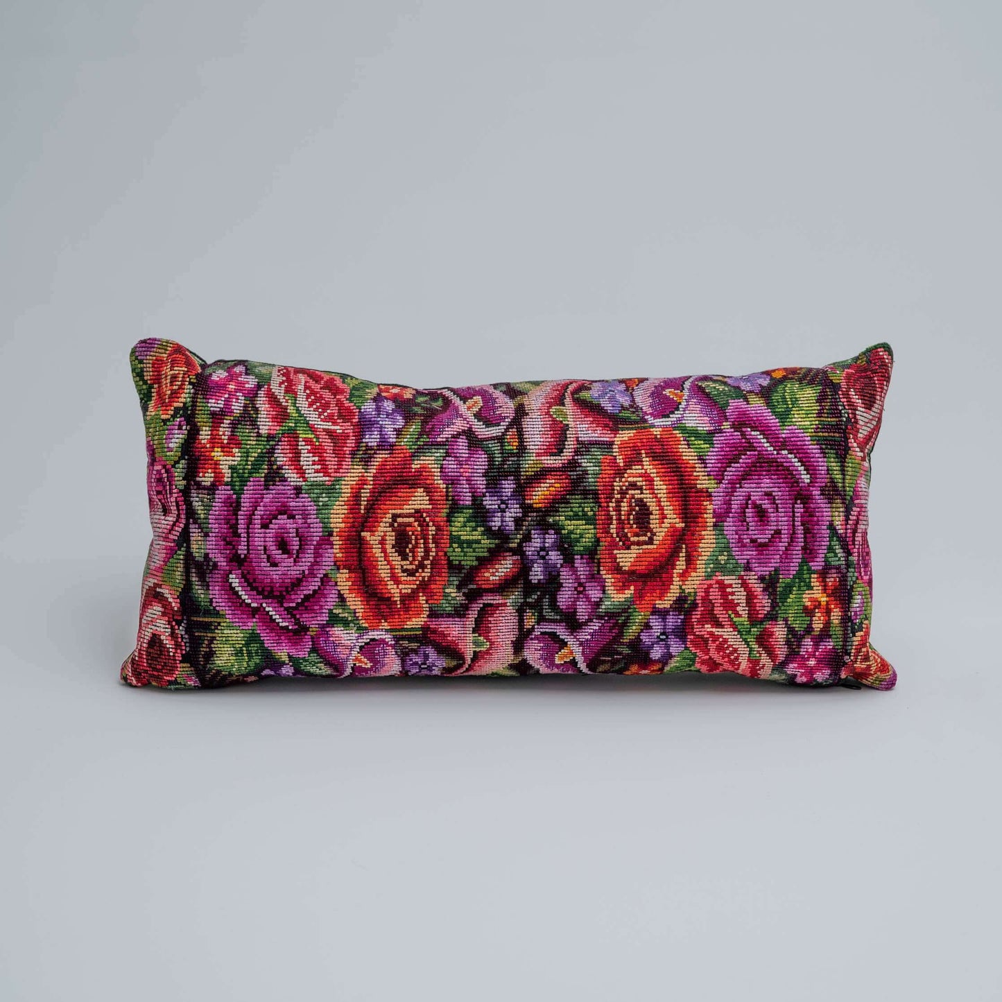 Handmade Chichicastenango Bold Floral Huipil Lumbar Pillow – 10x21.5