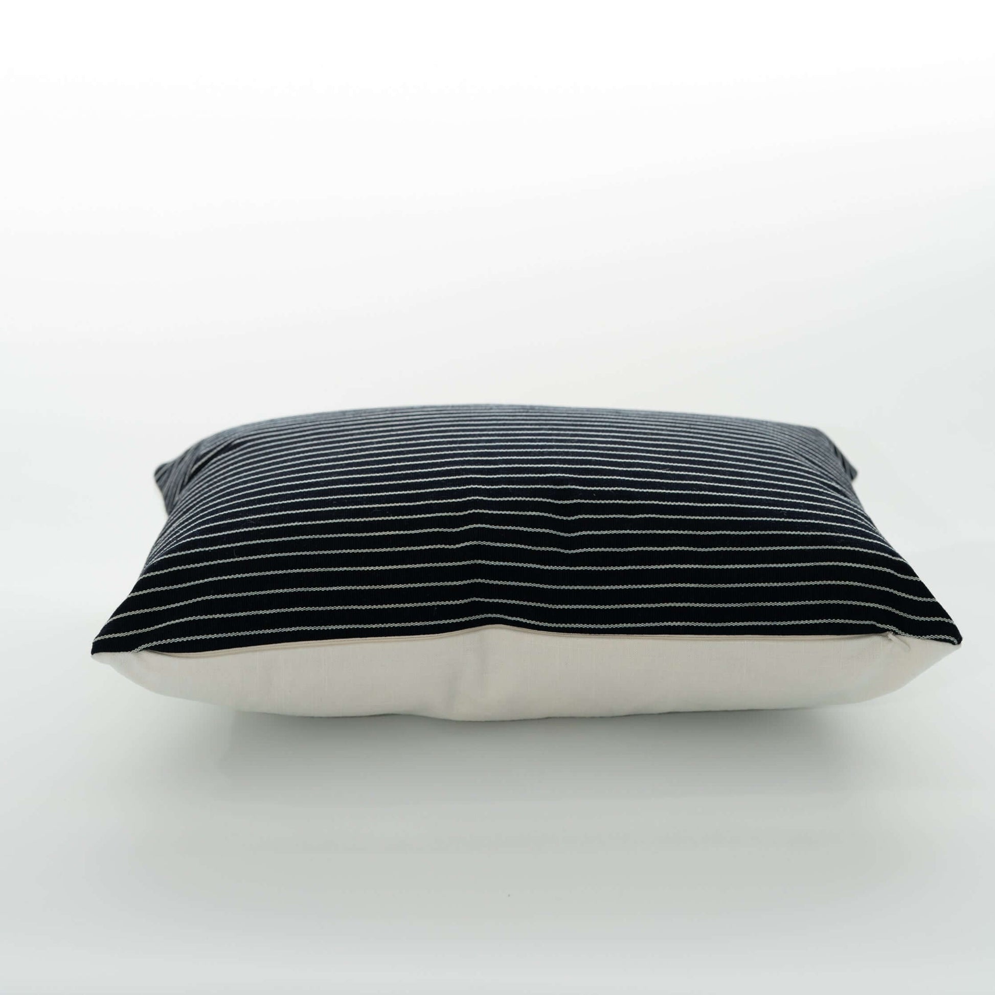 Invisible zipper closure of Handmade Guatemalan Adora dark indigo foot loom pillow 14x20